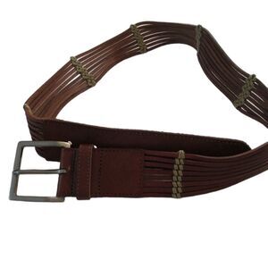 Talbot's NWT Brown Genuine Leather Woven Silver Buckle Belt Size S